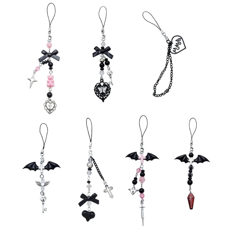 Goth Y2K Telefónne kúzlo prívesok Kawaii-Key pre tašku Doplnok Ženy na gitar