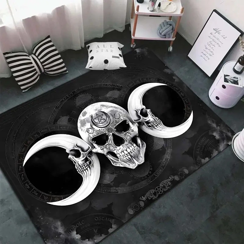 Gotická lebka Mesiac pentagram oltárny koberec pre obývaciu izbu dekor pohovka stola veľká plocha koberce čarodejnice oltárna spálňa antislip podlaha