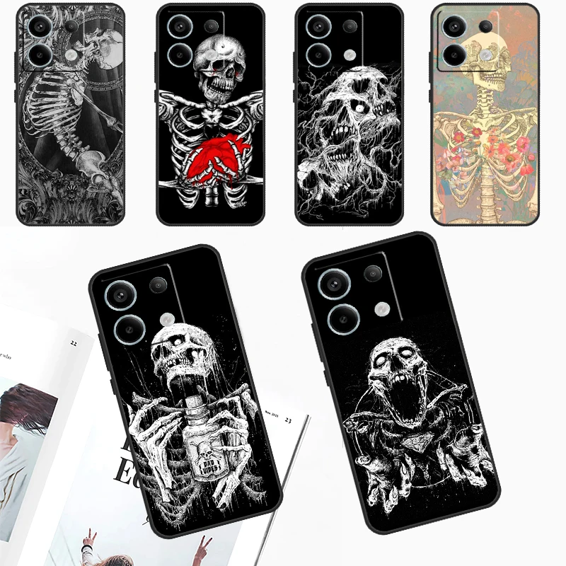 Gotická módna lebka pre puzdro pre Xiaomi Redmi Poznámka 12 11 9 10 13 Pro Plus 9s 10s 11s 12s Redmi 12 10 C 9c 13C Cover