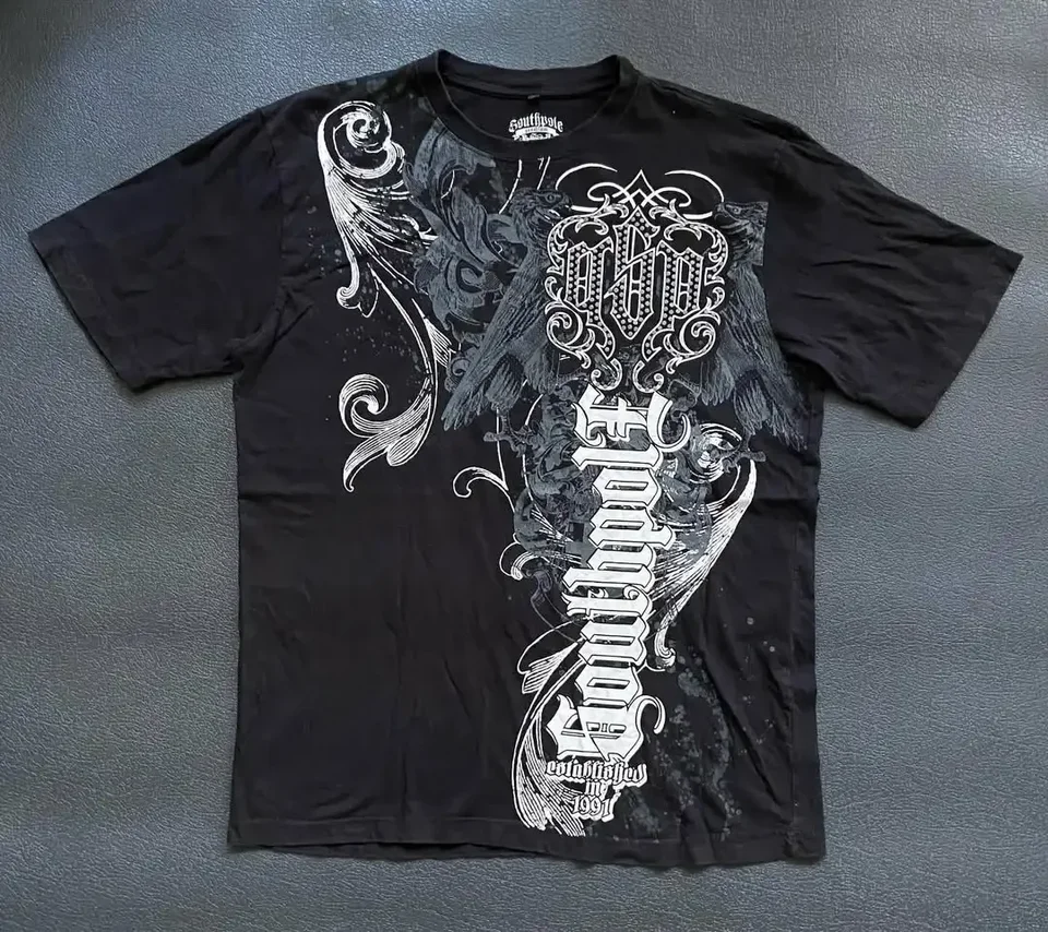 Gotický trend Street móda personalizované graffiti nadmerne potlačené vzory Tričko Pánske voľné príležitostné pohodlné krátke rukávy