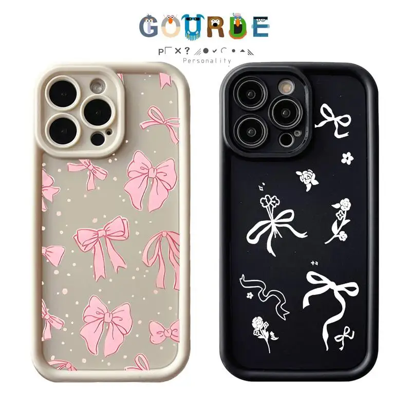 Gourde elegantné koketové puzdro kvetinové luk pre púzdro pre iPhone 15 14 12 13 11 Pro Max IP 7 8 plus iphon x xs xr xs max