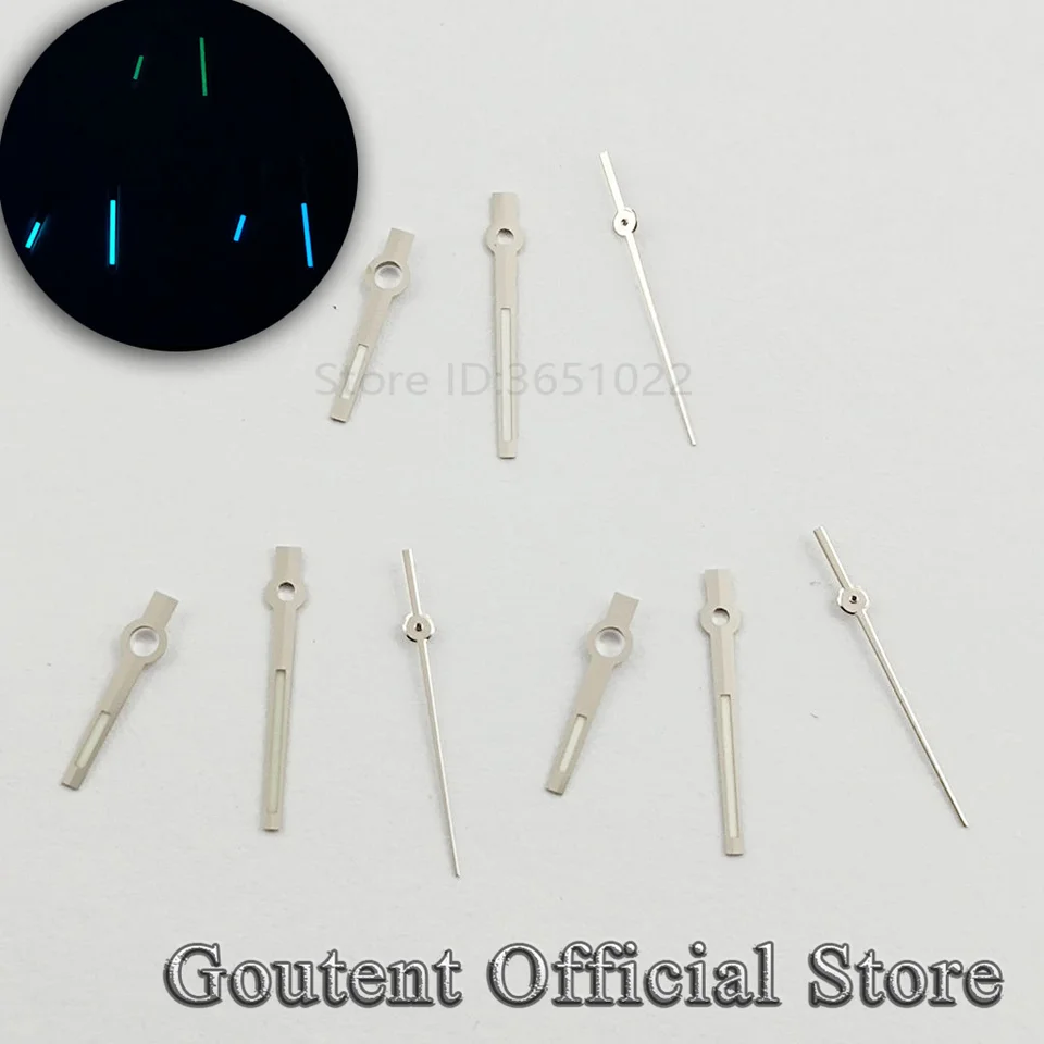 Goutent Green Blue Luminous Watch Hands Strieborné ruky Fit NH35 NH36 ETA 2836 2824 DG2813 3804/MIYOTA 8215 8205,821A MOHING