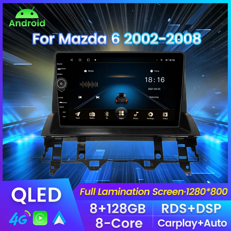 GPS GPS GPS pre Android Multimedia pre Android pre Mazda 6 2002 2004 2004 2005 2006 2007 2008 Navigácia hlavnej jednotky navigácie CarPlay SWC