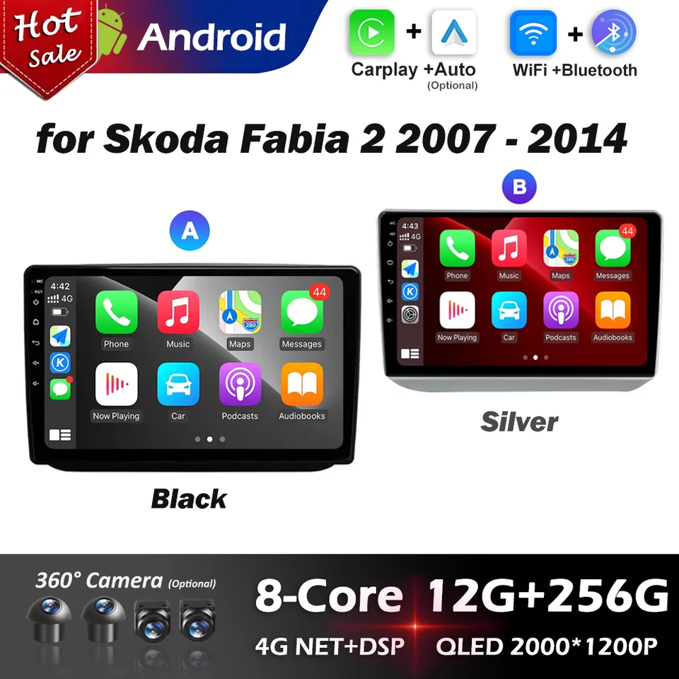 GPS navigácia Android OS 10 '' pre skoda Fabia 2 2007 - 2014 DSP Stereo Wifi Carplay Car Radio Multimedia Player CarPlay WiFi