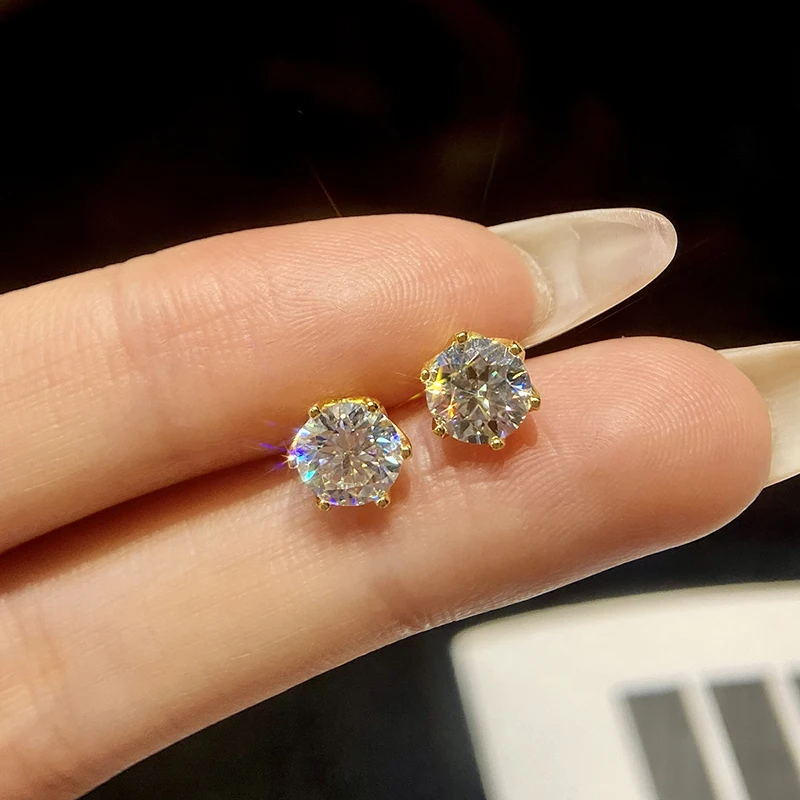 GRA 0,5-1Ct Brilantné vlákno čipky Moissanit Diamond Stud náušnice pre ženy Real 925 Sterling Silver Svadobné jemné šperky