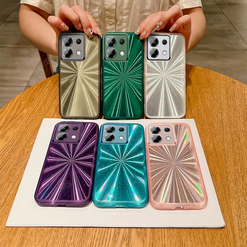 Gradient Flash Silikónový prípad pre Xiaomi Mi Poco X6 PRO 5G X5 X3 NFC C65 M5S M6 M5 M4 M3 Protector objektívu X 6 5 3 6Pro 5Pro Cover