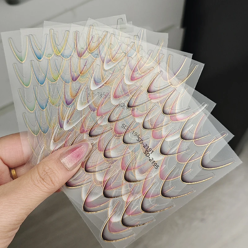 Gradient francúzsky nechtový umenia nálepky atramentu atramenta vĺn voda prenos vodných posúvače dutiny DIY ombre manikúrové dekorácie fólie