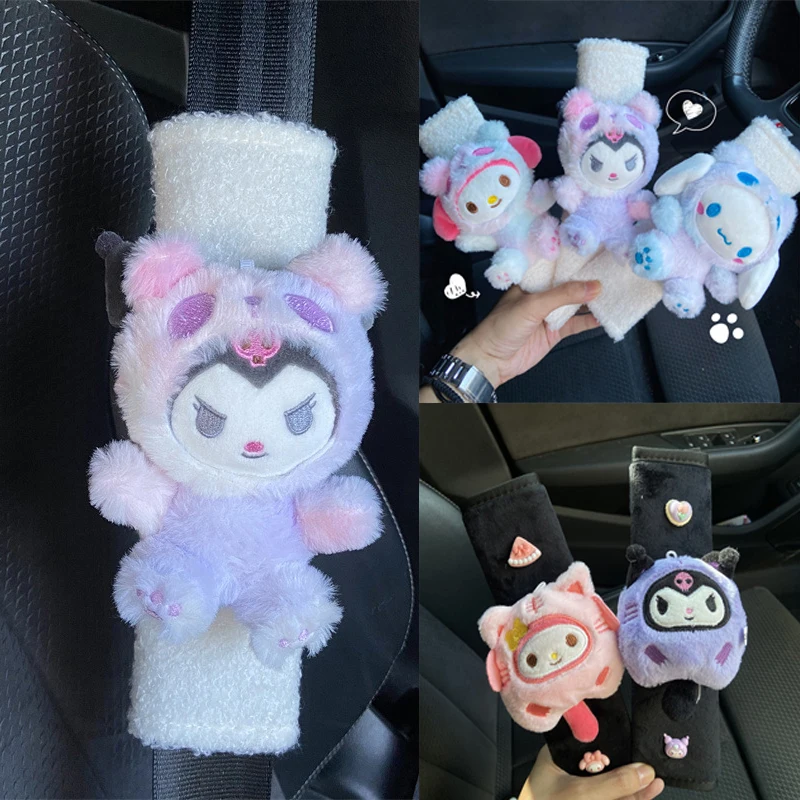 Gradient Sanrio Autbes Cover Cover Plyš Hello Kitty Kuromi Melody Automatické bezpečnostné pásové pásové chrániče v podložke