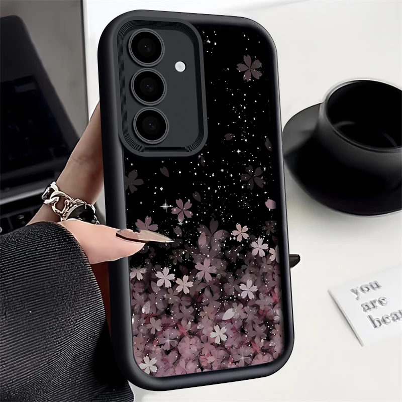 Gradient čerešňové kvety puzdro pre Samsung S24 S23 S22 Ultra Plus S24 Fe A55 A53 A54 A14 A34 A35 5G Soft Silikone TPU Silikone Phone Cover
