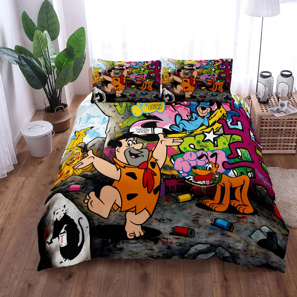 Graffiti Art Flintstone Cover Cover Set King Queen Double Full Twin single veľkosti posteľná bielizeň