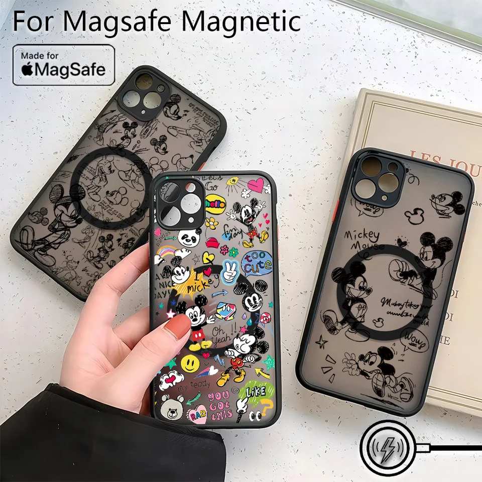 Graffiti Cute Mickey Mouse Puzdet pre telefón Samsung Galaxy S25 S24 S23 S22 S21 S20 Fe Plus Ultra 5G Matte Magnetic zadný kryt