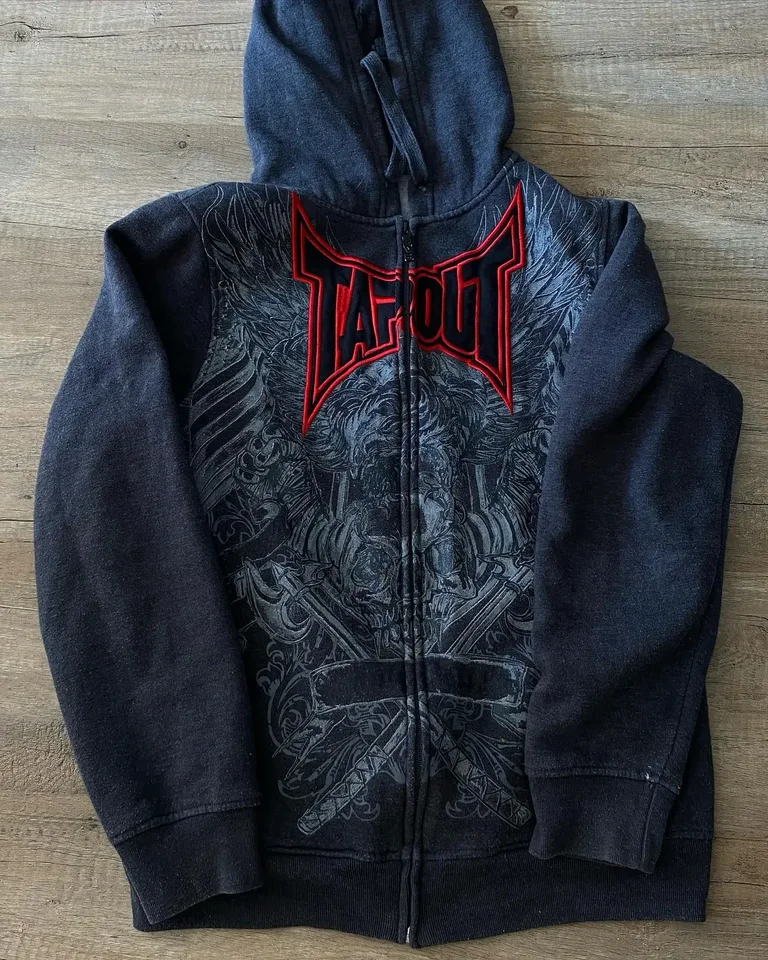 Grafická tlačiareň s nadmernou kapucňou oblečenie Streetwear Hip Hop Letter Retro Tapout Zipper Hoodie Y2K Mikina žien žien pán
