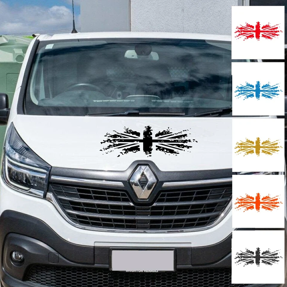 Grafická únia Jack Flag UK GB Nálepky na kapotu pre Fiat Ducato Maxi ⅲ 8 35 Automobil Van Canper Auto Hood Body Tading Deoks Decals