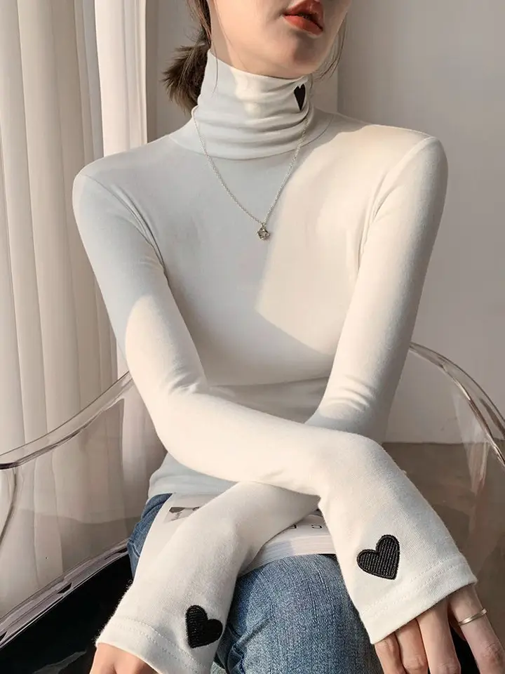 Grafická žena Tričko Turtleneck z bieleho oblečenia 2024 TOP PRE ŽENY WARR TEE NOVINKY COUNT TRSHING Kórejský štýl Vhodné vtipné