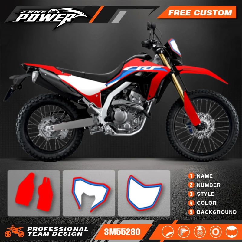 Grafické nálepky na motocykle Powerzone súpravy pre Honda CRF300L 2021 Názov čísla Prispôsobenie 17