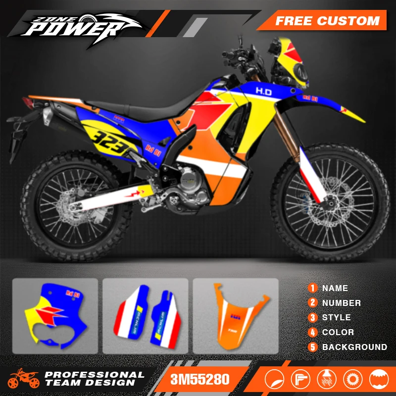 Grafické nálepky na motocykle Powerzone súpravy pre Honda CRF250 2017 2018 2019 2020 Názov čísla rally Prispôsobenie 04