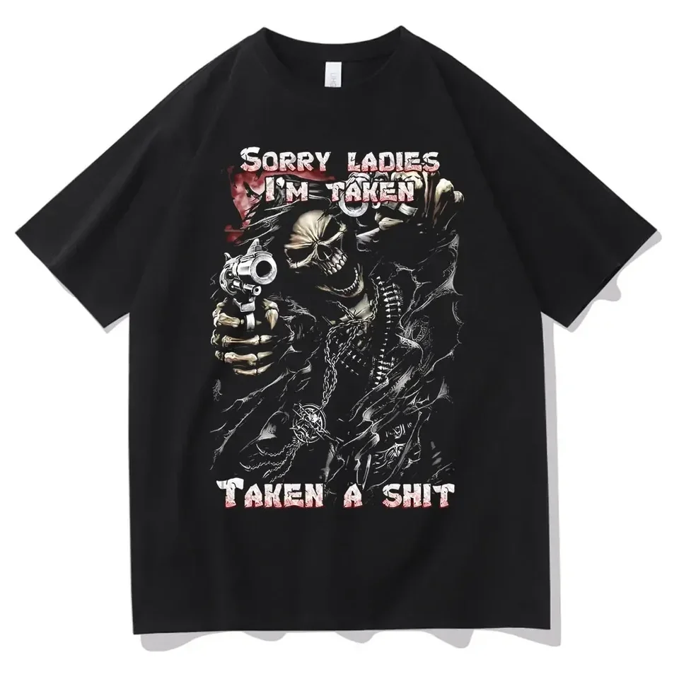 Grafické tričko Epic Skull Man Grafické tričko Prepáč dámy, odobrala som si sračky sračky vtipné muži Ženy Vintage tričká Pánny Čierne streetwear