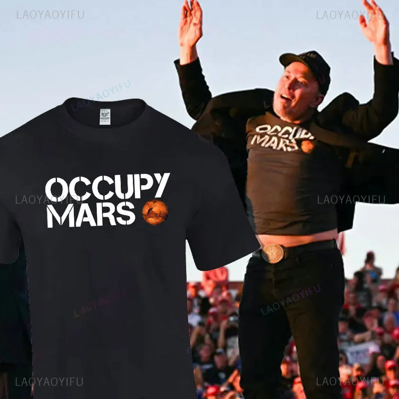 Grafické tričká Elon Musk Muž okupy Mars Game Vysoko kvalitná bavlnená košeľa letná ulica módne streetwear vonkajšie vrcholy