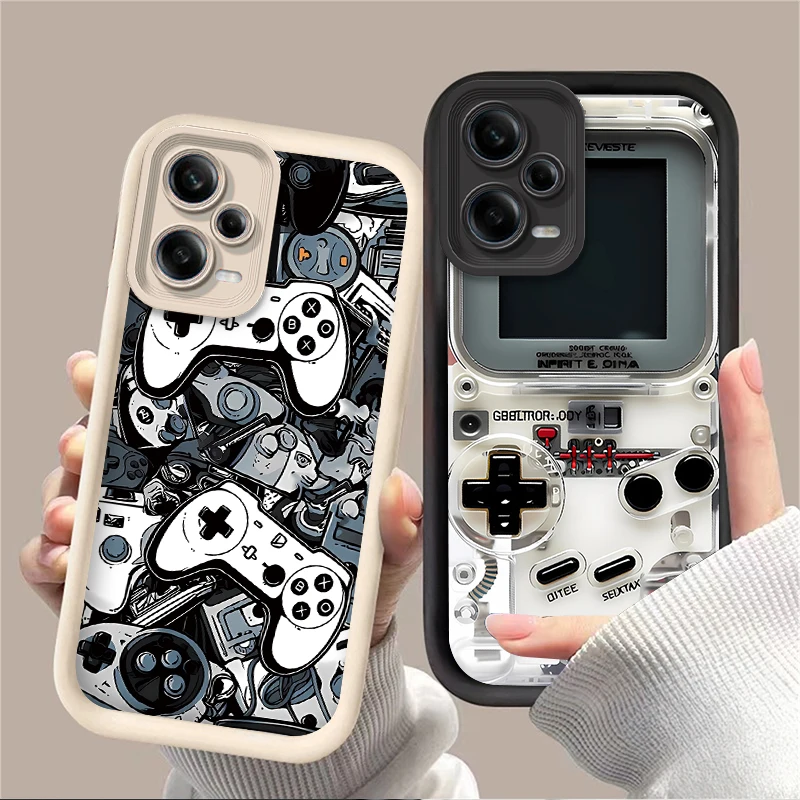 Grafický silikónový puzdro pre herný ovládač pre Xiaomi Redmi Poznámka 13 12 11 Pro Plus 4G 5G 12S 11S 10S 10 9S Redmi 14C 13C 12C A3 12