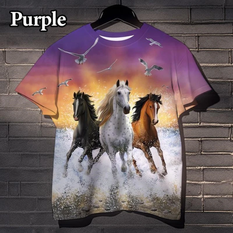 Grafika módy Grafika tričká Letný trend krátke rukávy 3D zvieratá Tlačené tričká Príležitostné voľné ulice Harajuku Tees Tops