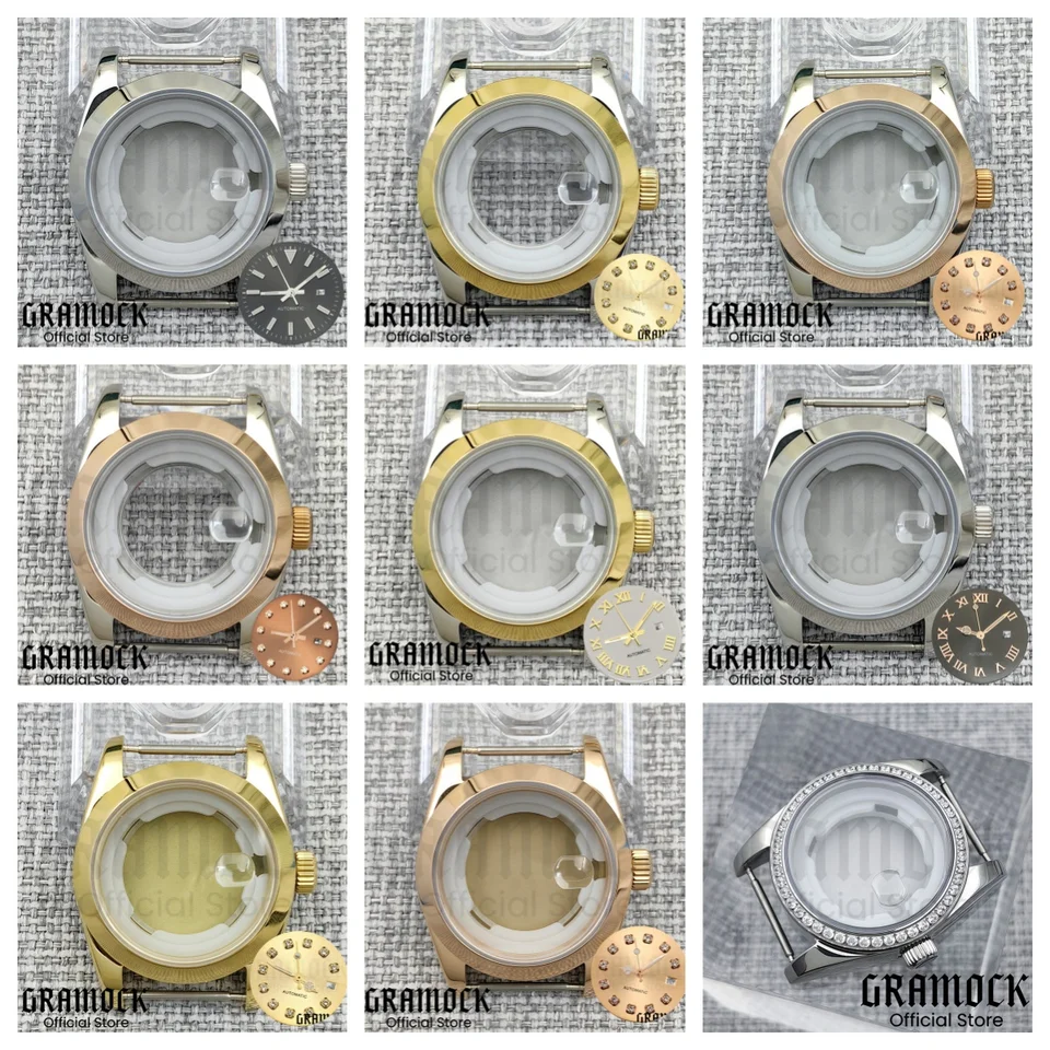 Gramock 31mm Ženy Pozeráte puzdro pre NH05 06 MOUNTION FIT 24,5 mm číselník 17 mm remienok Mechanické hodinky Modifikácia Príslušenstvo Sapphire