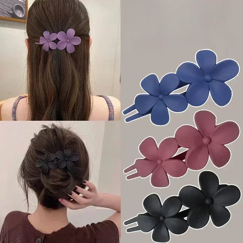 Grampos Florais Pretos Matte da Garra Do Cabelo, Grampos Antiderrapantes, Grampos da forma, Agarra Acessórios Elegantes,