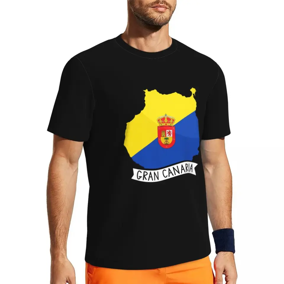 Gran Canaria vlajka mapa nálepky na nálepku mužov s krátkym rukávom Classic Loose Cool Cool Comfort Tričko