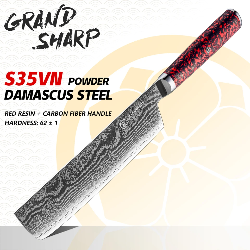 Grandsharp 7''Nakiri Knife 67 vrstvy skutočné damascus oceľ kuchyňa Krátky mäsiar Cleaver rybie ovocné nôž na mäso Food Food Cutter