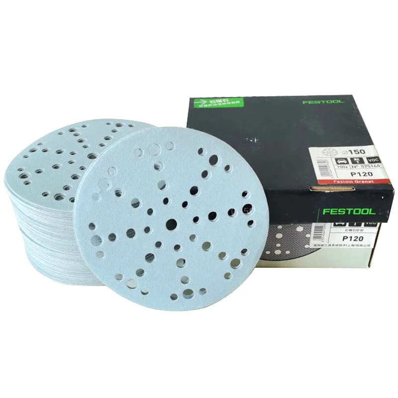 Granát 6-palcový brúsny papieri Round 150 mm 17/48 Flocking Flocking Self-Absessive Zameta Velvet automat Putty Banding Vhodný pre Festool Sander