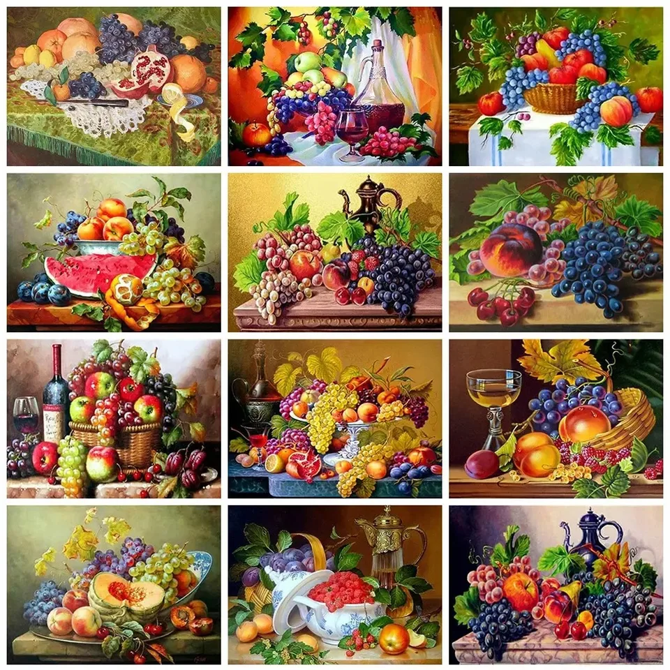 Grape Apple Canvas Painting Nordic Fruit Kitchen Plagáty a výtlačky nástenné umelecké obrázky pre obývaciu izbu Domovodá dekorácia