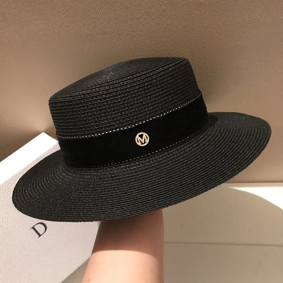 Grass Hat Dámske letné retro britské ploché top top klobúk Kórejská verzia malá čerstvá plážová ochrana a slnečný klobúk príliv