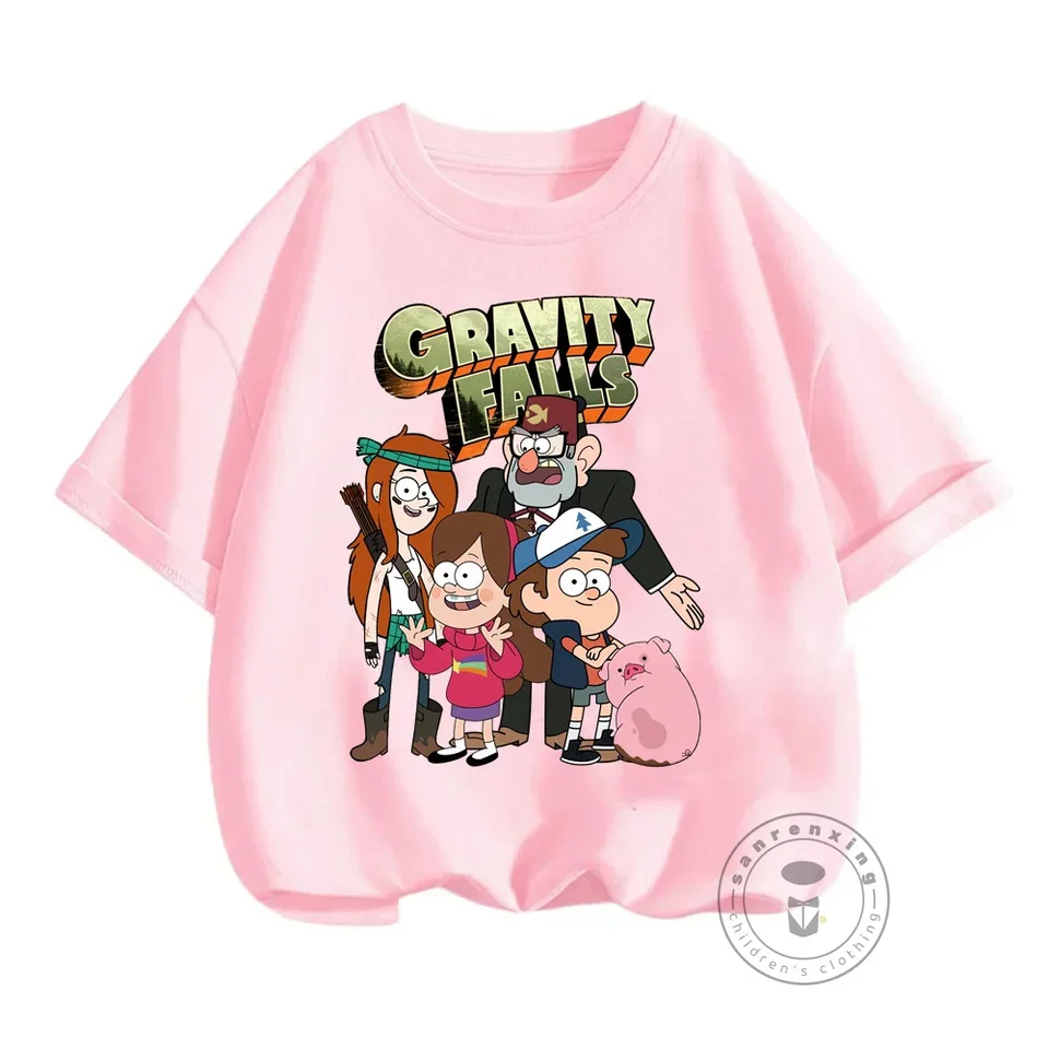 Gravity Falls Season Trhirt Detské oblečenie Dievčatá ležérne móda krátke rukávy Streetwear Kawaii je roztomilé oblečenie pre chlapče, mäkké topy