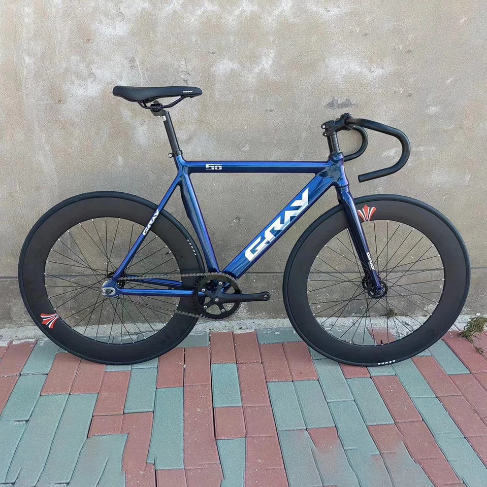 Gray F10 Fixte Gear Bike Hliník zliatiny Rám s jednostupným bicyklom so 70 mm ráfikovou výškou Wheelset Cycling Parts Prispôsobiteľné
