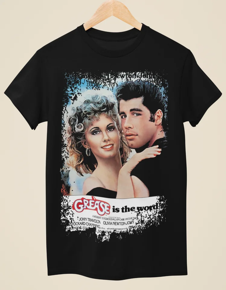 Grease - filmový plagát inšpirovaný unisexom čierne tričko