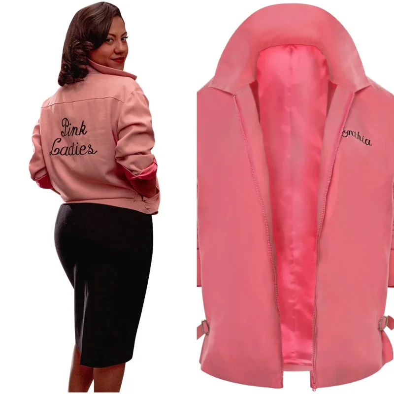 Grease Pink Lady Cosplay Costume Jacket Coat Cast Strieška Fantasia Dievčatá Dievčatá Halloween Karneval Party maskovanie oblečenia