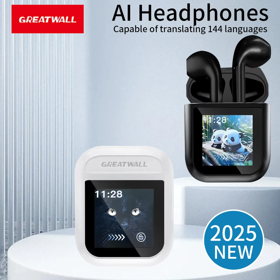Greatwall AI Translator Earbuds bezdrôtové slúchadlá Bluetooth-viacero komunikácií v reálnom čase, podporuje 144 jazykov