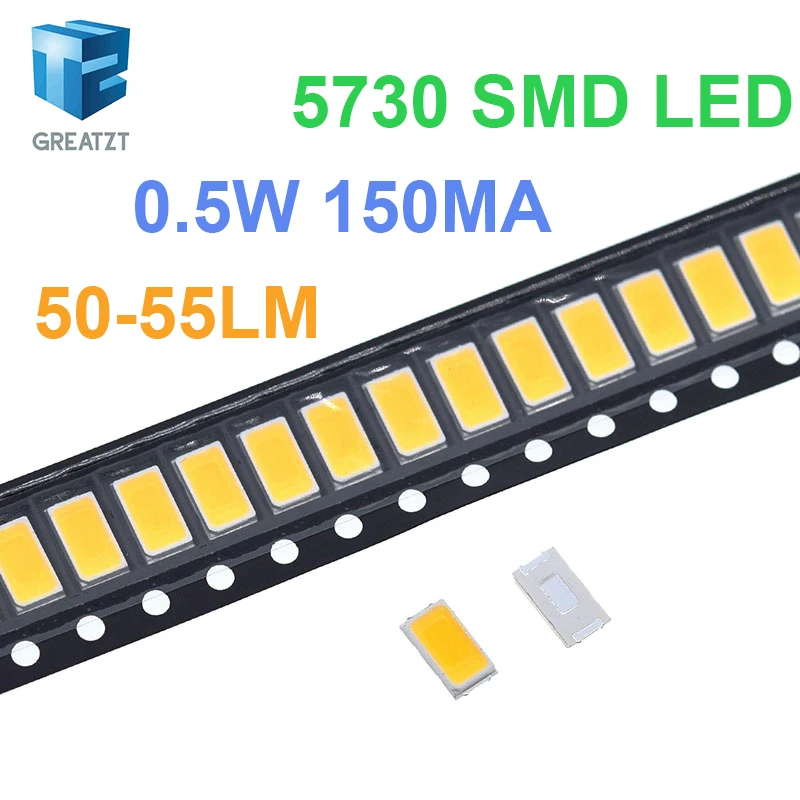 Greatzt 200ks 5730 SMD LED CW-WW 5630 biela/ biela