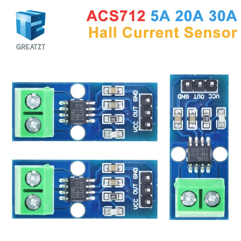 Greatzt ACS712 5A 20A 30A Range Hall Current Sensor Modul pre Arduino ACS712-30A ACS712-20A