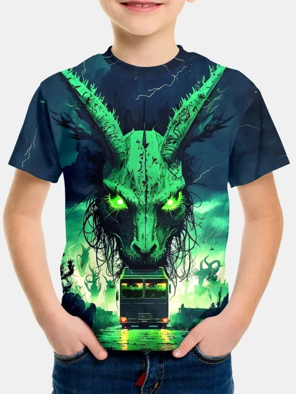 Green Monster Summer Boys tričko s krátkym rukávom Detské tričko pre dievčatá Tričká Detské oblečenie pre deti