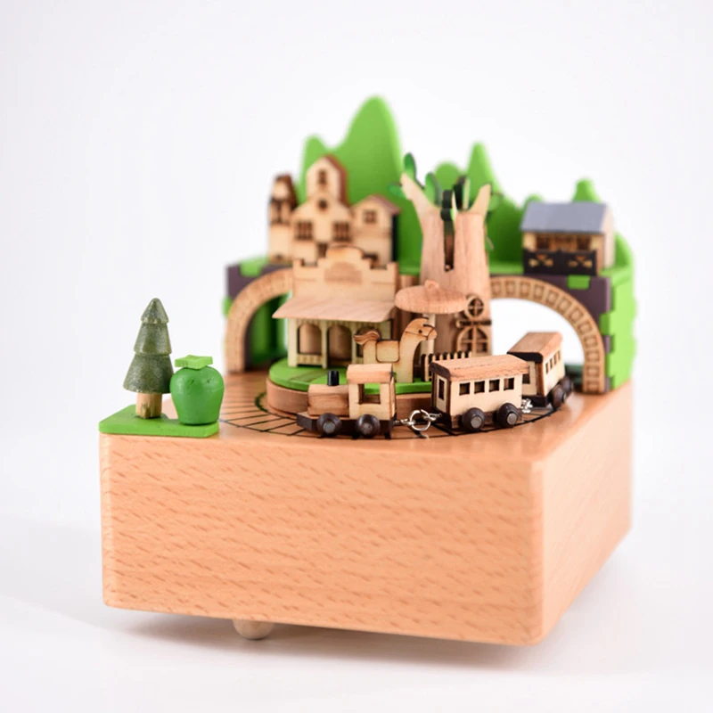 Green Train Musical Box Creative Octave Box Ozdoby