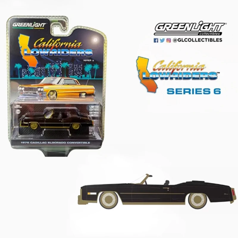 Greenlight 1:64 Kalifornia Lowriders Series 6 1976 Cadi Eldorado Convertibilné vozidlo zliatiny Model automobilové sviatky Hračky