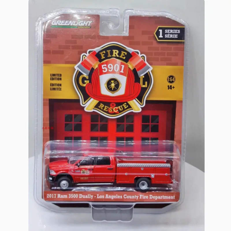 Greenlight Diecast 1:64 2017 RAM 3500 DULLY Hasičské zliatiny zliatiny automobilu CLASSS