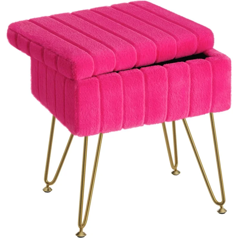 Greenstell Vanity Stool Stool Faux Fur s úložným priestorom, 15,7 
