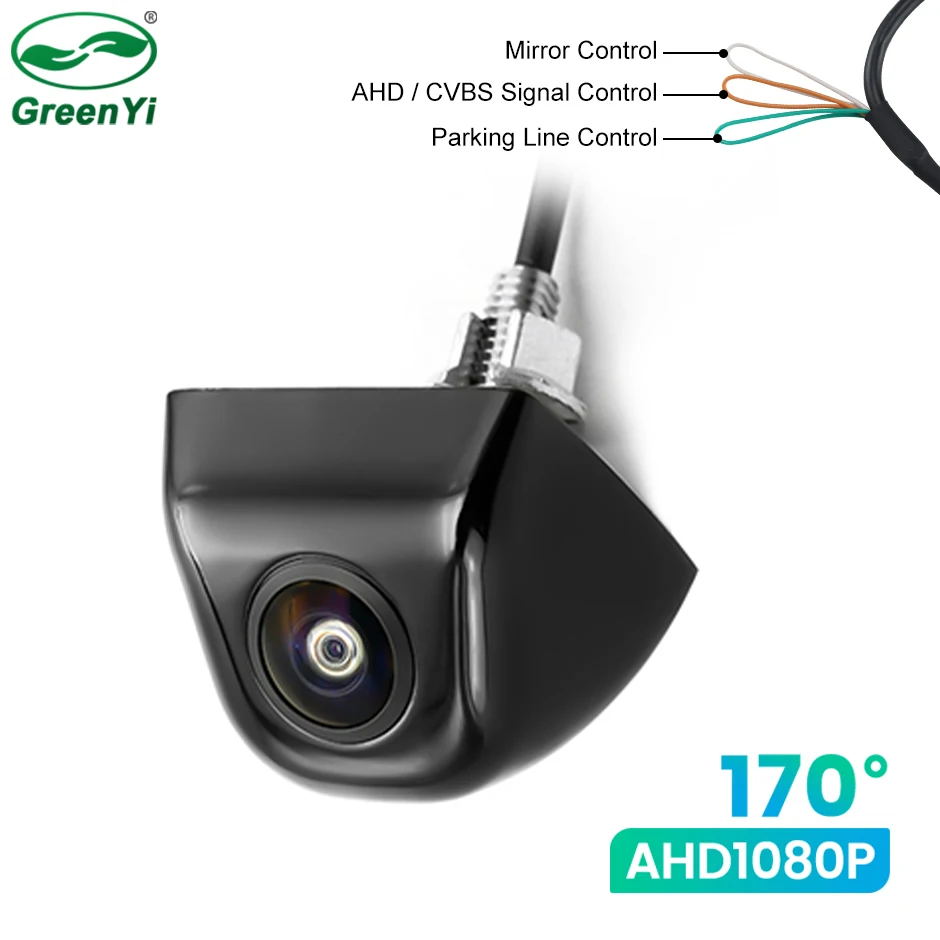 Greenyi AHD1080P Zadný pohľad na fotoaparát bok/predný/záložník 170 ° Fisheye Night Vision Universal Cam pre monitor vozidla Android DVD