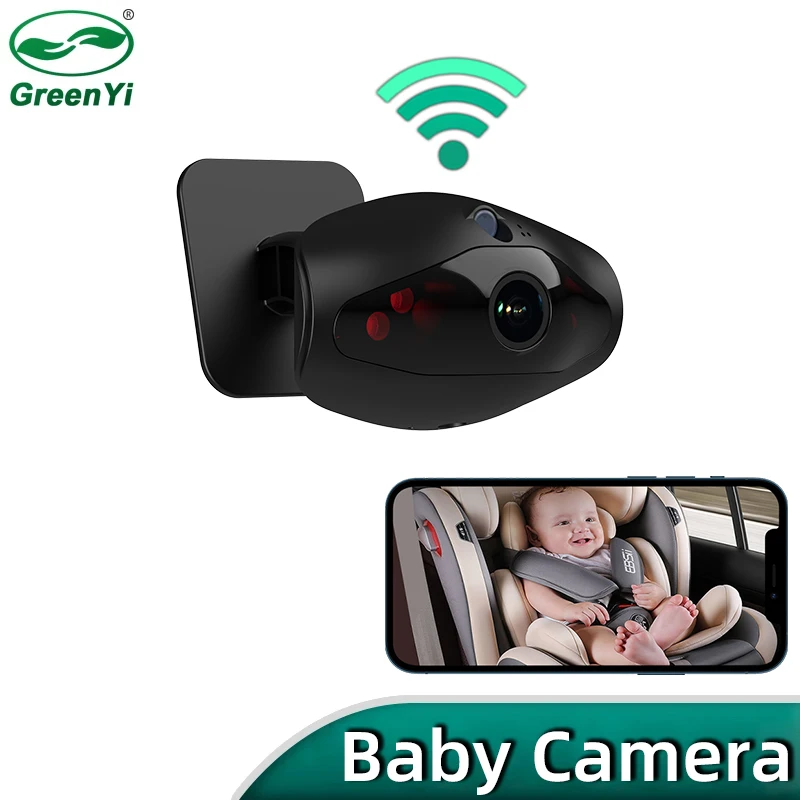 Greenyi HD 720p WiFi Car Baby Back Seat IR Camera Baby In-CAR Dohľady 2.4/5G Bezdrôtová kamera pre iPhone iPad Android Phone