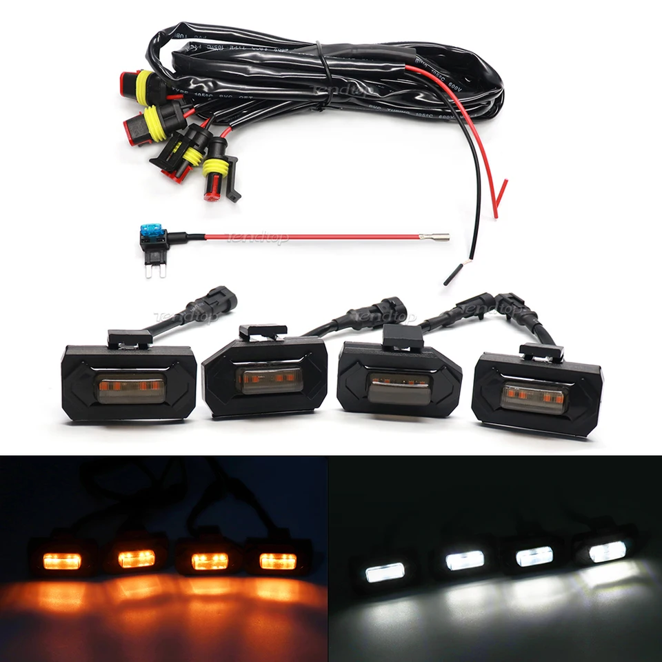 Grill LED svetlá Amber 4 PCS Grille Marker Lighting za 2020 2021 Toyota Tacoma Raptor TRD Off Road Sport Grille Výstražná lampa