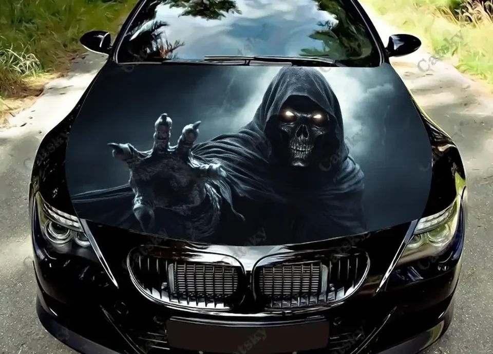 Grim Reaper Human Skeleton Car Hood Decal Truck Dozáčky vinylové nálepky Grafické nálepky na nákladné autá autá automobily kapota vinylov