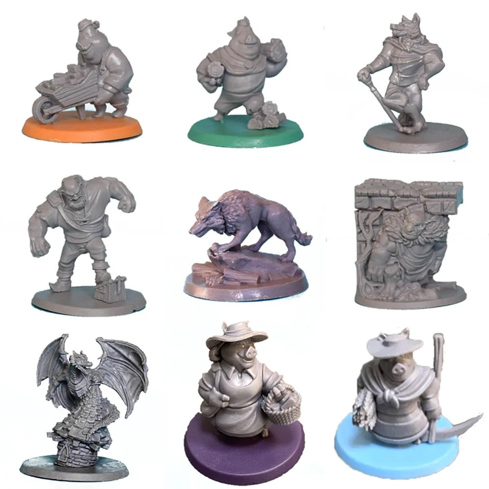 Grimm Forest Board Game Miniatures Dragon Giant Big Bad Wolf Bridge Troll Pig Role Hranie figúry TRPG Hračky