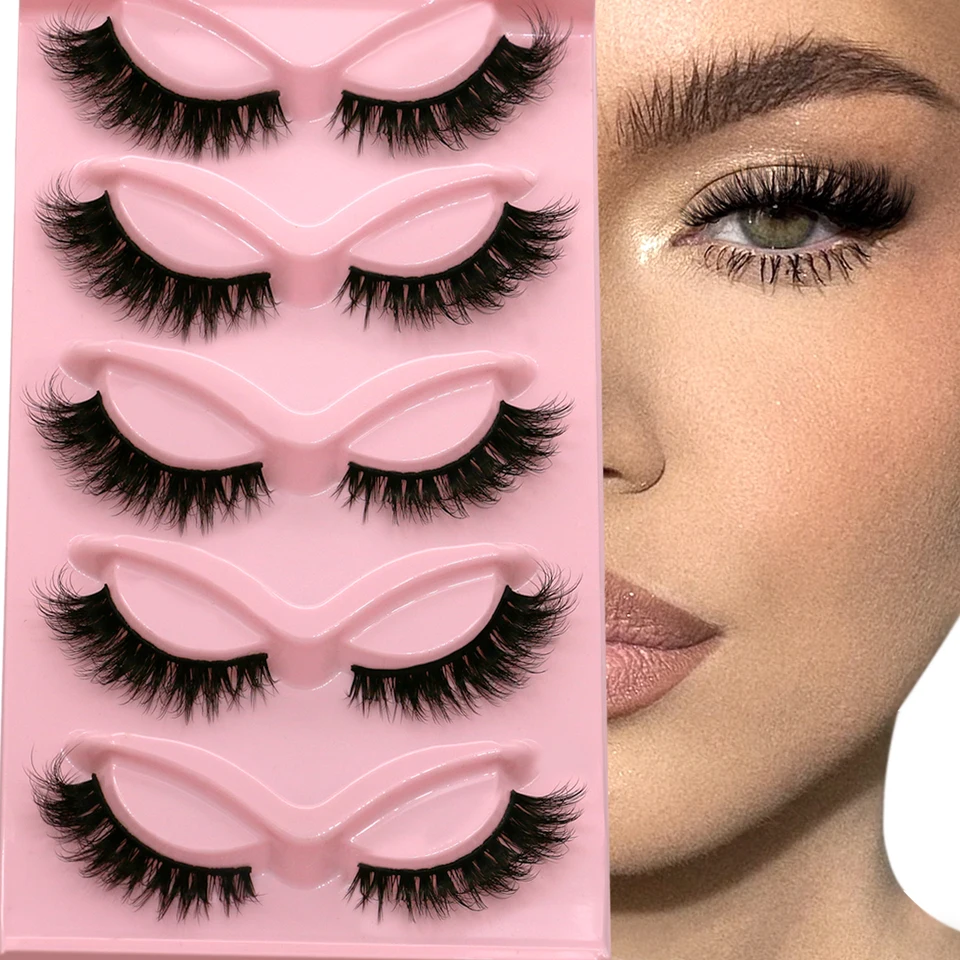Groinneya Cat Eye Lashes Faux Mink Mink Mink Ryelashes Prírodné dlhé okrídlené koncové oko predĺžené riasy