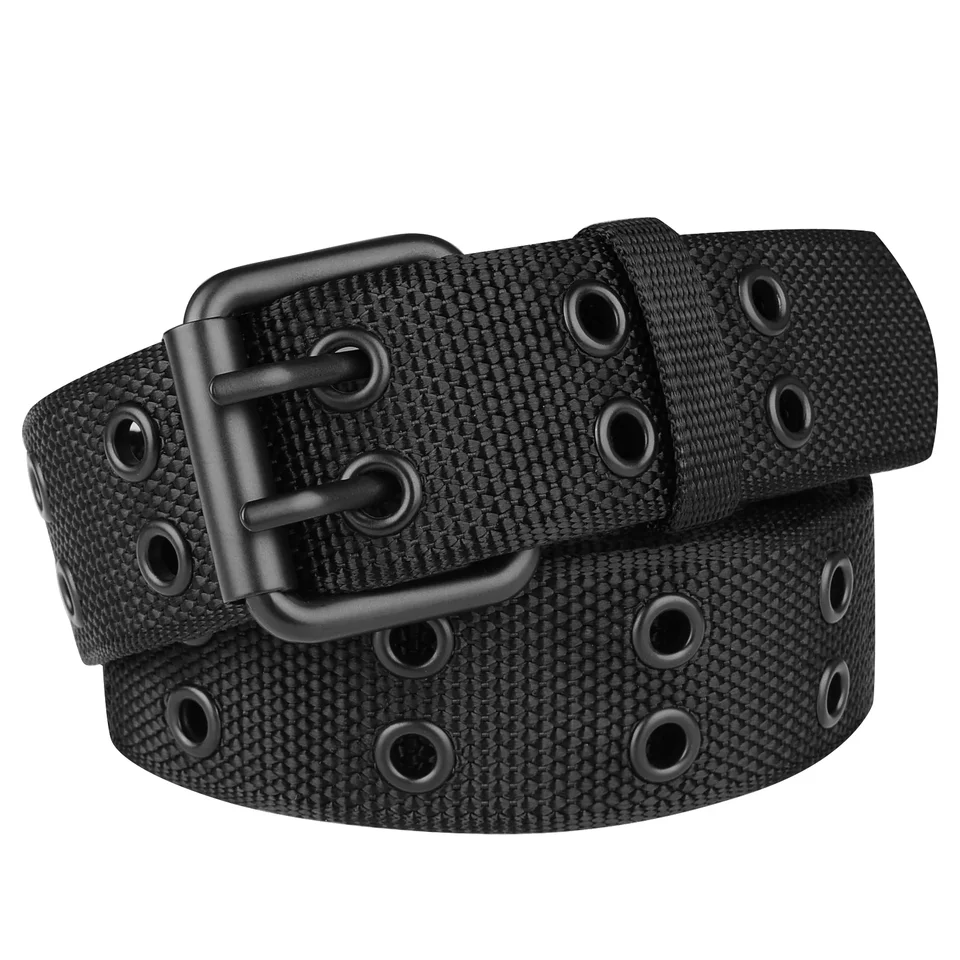 Grommet Nylon Belt Veľká veľkosť 39 '' až 71 '' 180 cm Double Hrog Punk for Men Women